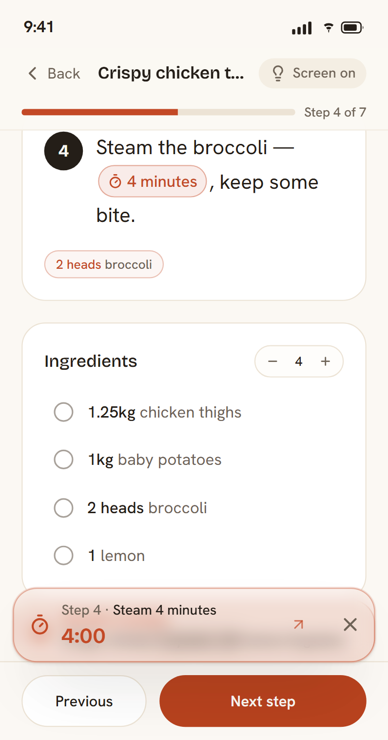 SupperNest — Cook from your phone — timers built in